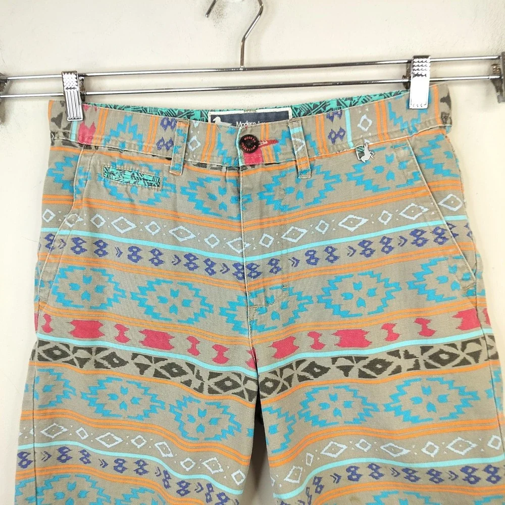 Modern Amusement Shorts Mens 30 Aztec Geometric Southwest Tan Multi Cotton